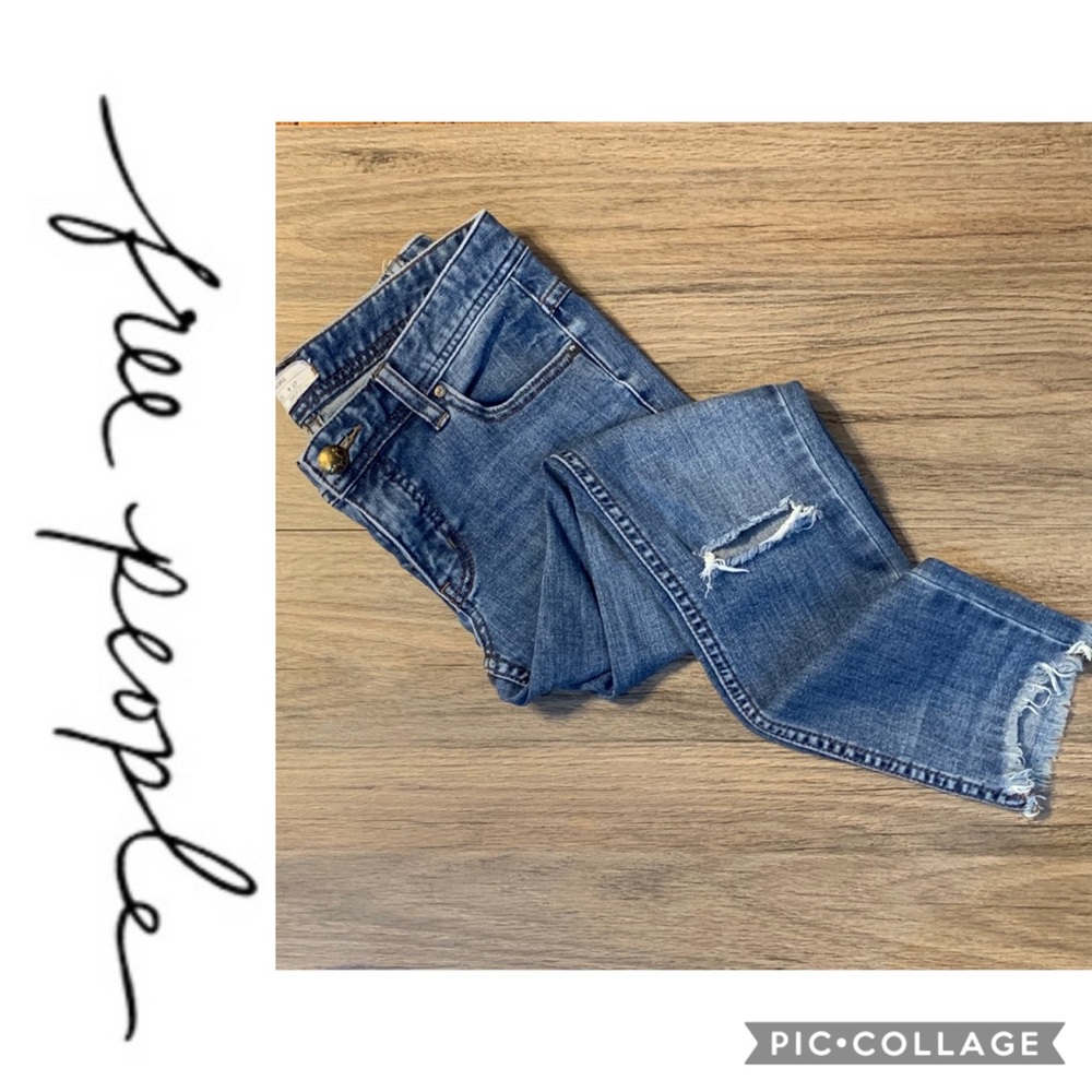 ✨FREE PEOPLE Busted Knee Skinny Frayed Leg {sz.27}